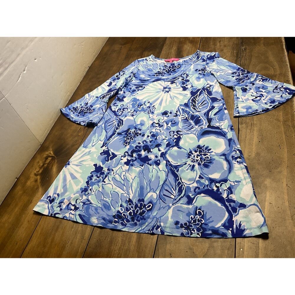 Lilly Pulitzer Ophelia 3/4 Bell Sleeve Swing Dress CatchN Keep Coastal Blue XS